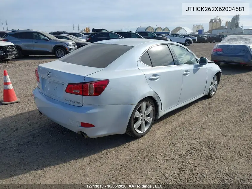 2006 LEXUS IS VIN JTHCK262X62004581 — фото 4
