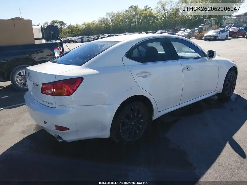 2006 LEXUS IS VIN JTHCK262062006047 — фото 4