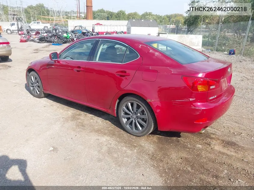 2006 LEXUS IS VIN JTHCK262462000218 — фото 3