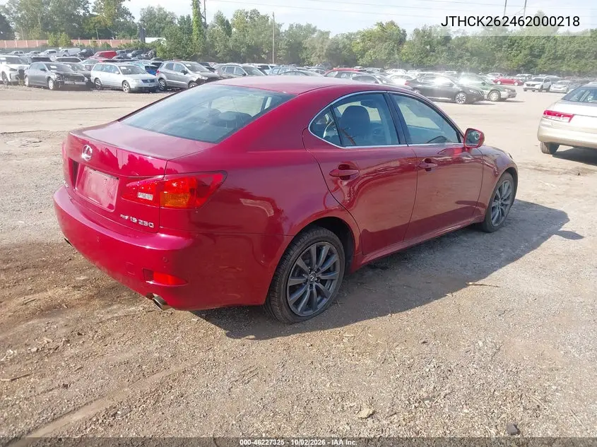 2006 LEXUS IS VIN JTHCK262462000218 — фото 4