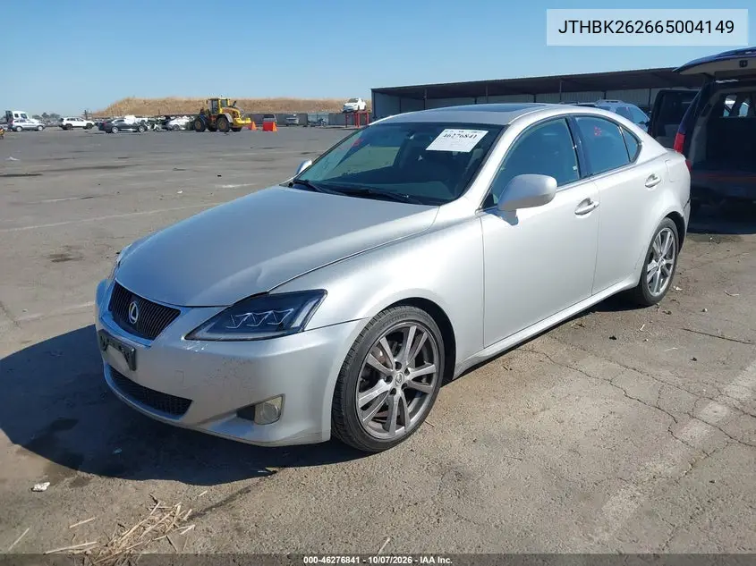 2006 LEXUS IS VIN JTHBK262665004149 — фото 2