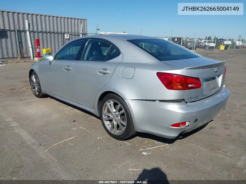 2006 LEXUS IS VIN JTHBK262665004149 — фото 3