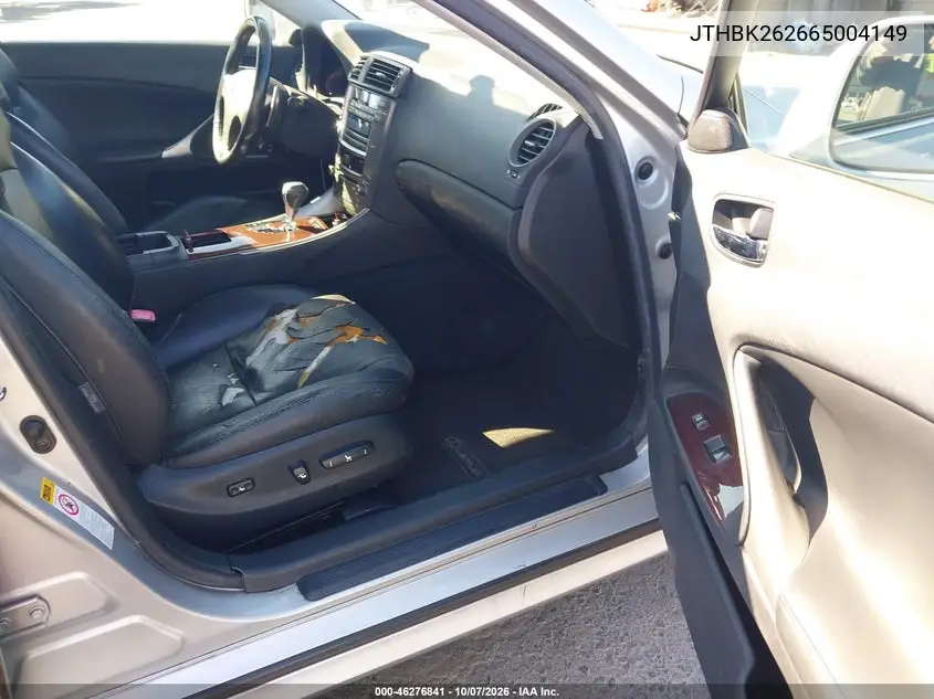 2006 LEXUS IS VIN JTHBK262665004149 — фото 5