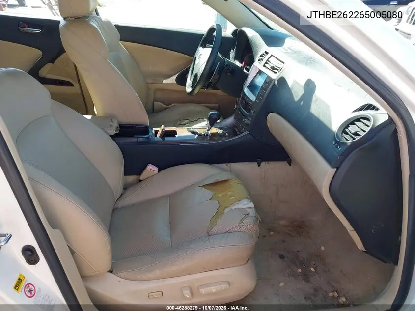2006 LEXUS IS VIN JTHBE262265005080 — фото 5