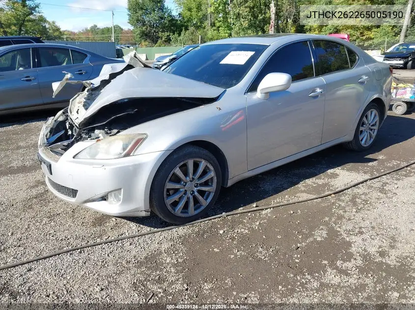 2006 LEXUS IS VIN JTHCK262265005190 — фото 2