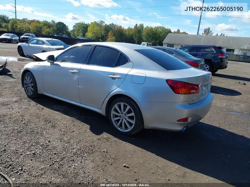 2006 LEXUS IS VIN JTHCK262265005190 — фото 3