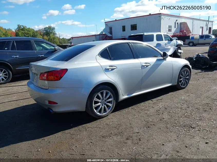 2006 LEXUS IS VIN JTHCK262265005190 — фото 4
