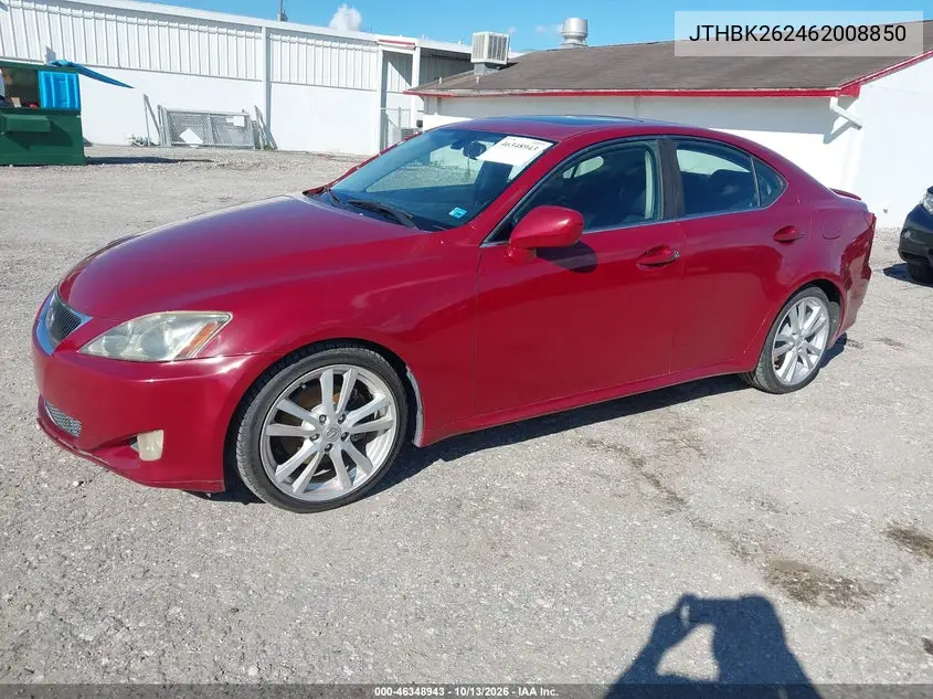 2006 LEXUS IS VIN JTHBK262462008850 — фото 2