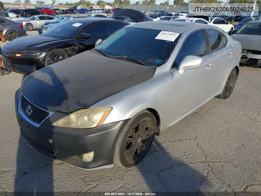 2006 LEXUS IS VIN JTHBK262065024025 — фото 2