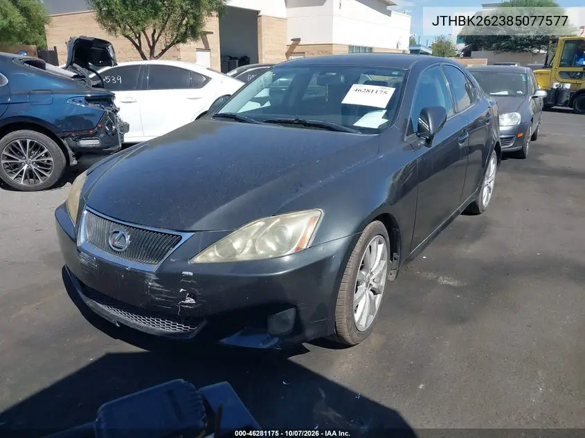 2008 LEXUS IS VIN JTHBK262385077577 — фото 2