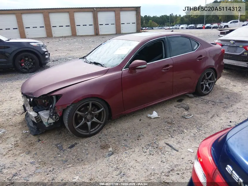 2010 LEXUS IS VIN JTHBF5C20A5114312 — фото 2