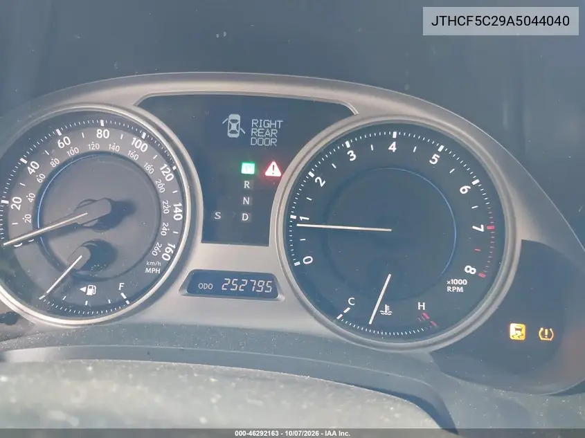 2010 LEXUS IS VIN JTHCF5C29A5044040 — фото 7