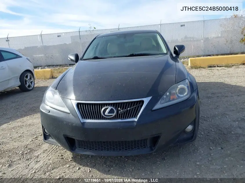 2011 LEXUS IS VIN JTHCE5C24B5000418 — фото 12