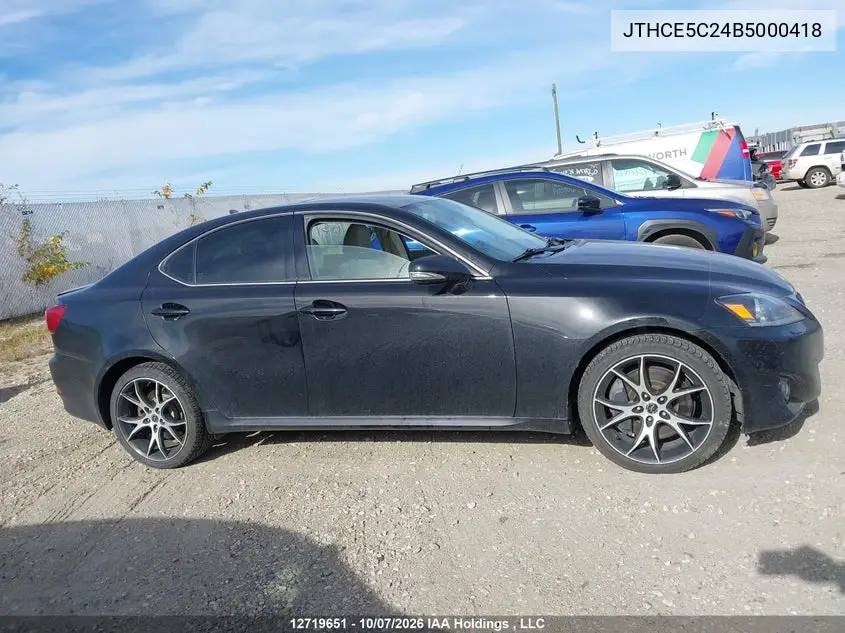 2011 LEXUS IS VIN JTHCE5C24B5000418 — фото 13