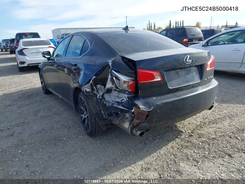 2011 LEXUS IS VIN JTHCE5C24B5000418 — фото 3