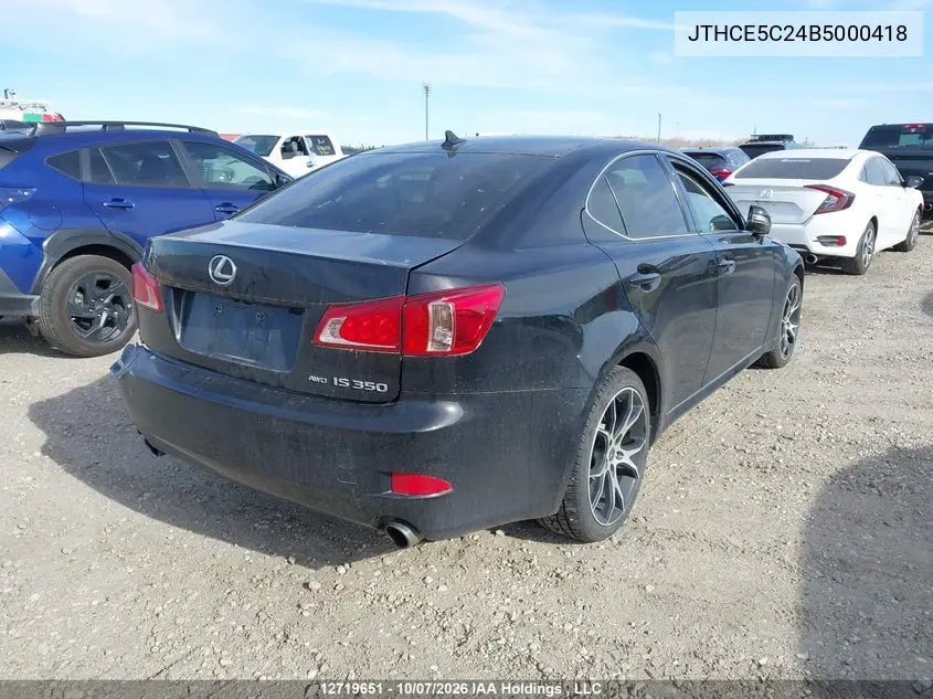 2011 LEXUS IS VIN JTHCE5C24B5000418 — фото 4