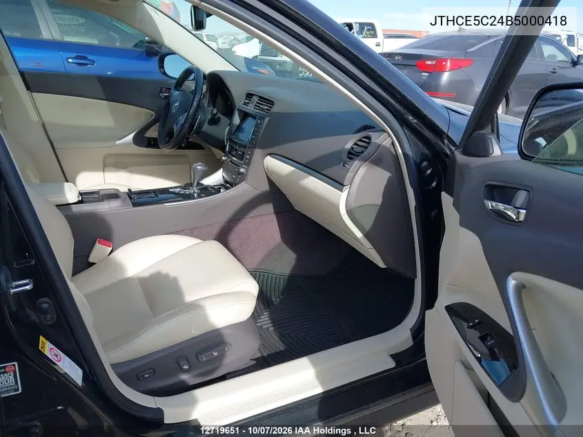 2011 LEXUS IS VIN JTHCE5C24B5000418 — фото 5