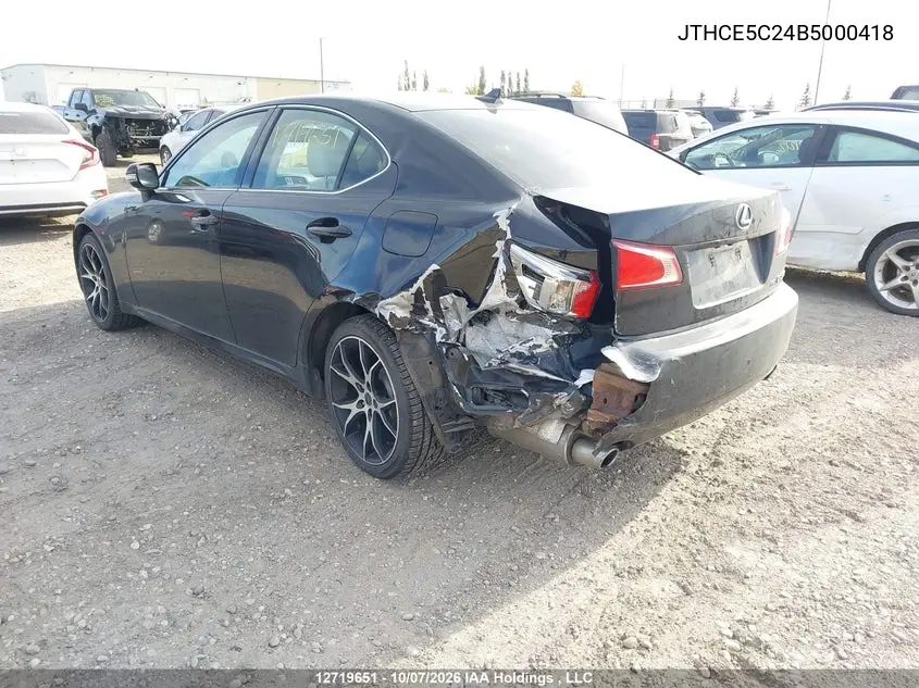 2011 LEXUS IS VIN JTHCE5C24B5000418 — фото 6