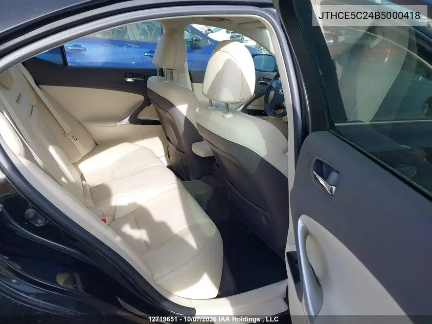 2011 LEXUS IS VIN JTHCE5C24B5000418 — фото 8