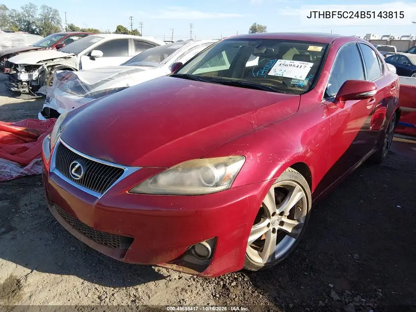 2011 LEXUS IS VIN JTHBF5C24B5143815 — фото 2