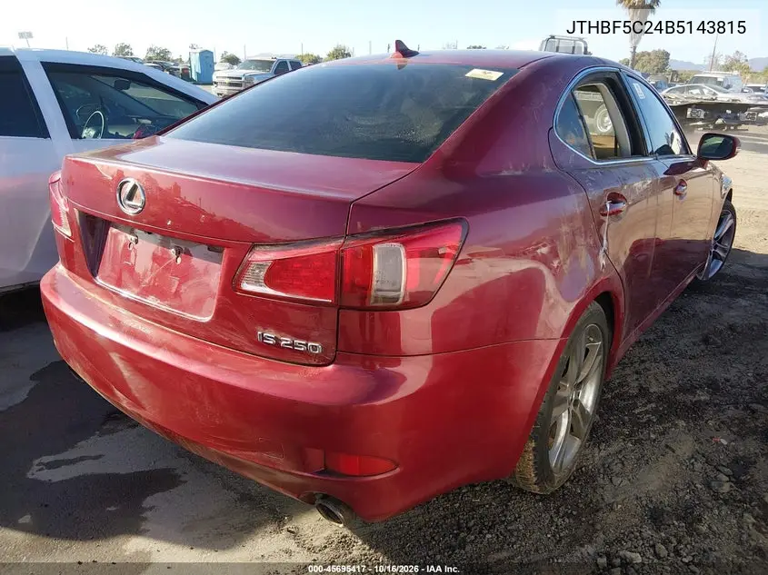 2011 LEXUS IS VIN JTHBF5C24B5143815 — фото 4