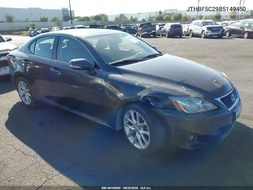 LEXUS IS 2011, VIN JTHBF5C29B5149450