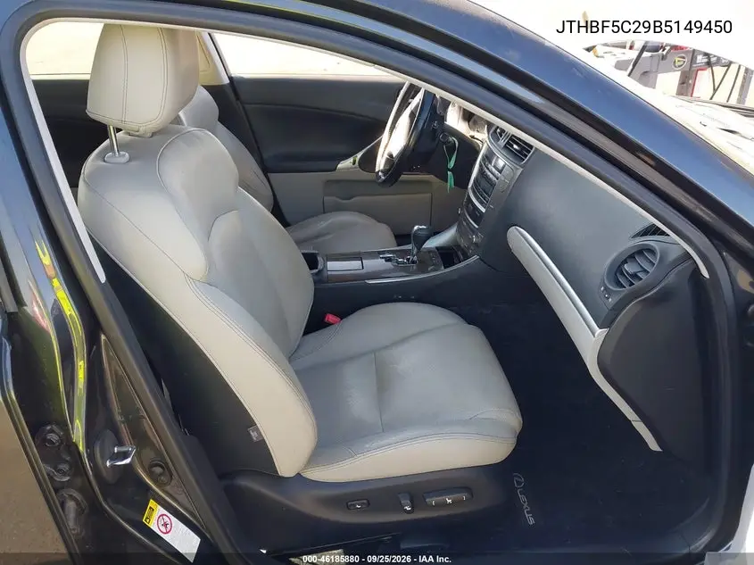 2011 LEXUS IS VIN JTHBF5C29B5149450 — фото 5