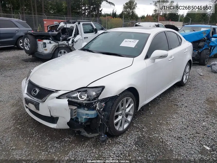 2011 LEXUS IS VIN JTHCF5C26B5045650 — фото 2