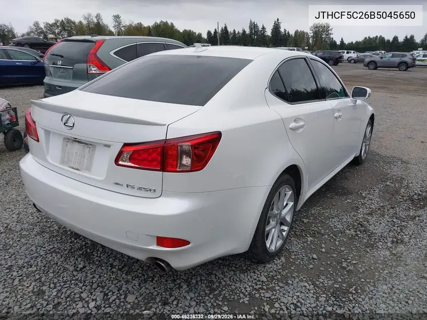 2011 LEXUS IS VIN JTHCF5C26B5045650 — фото 4