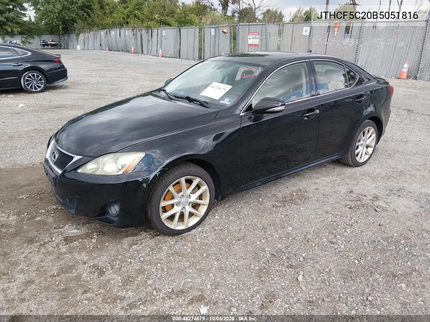 2011 LEXUS IS VIN JTHCF5C20B5051816 — фото 2
