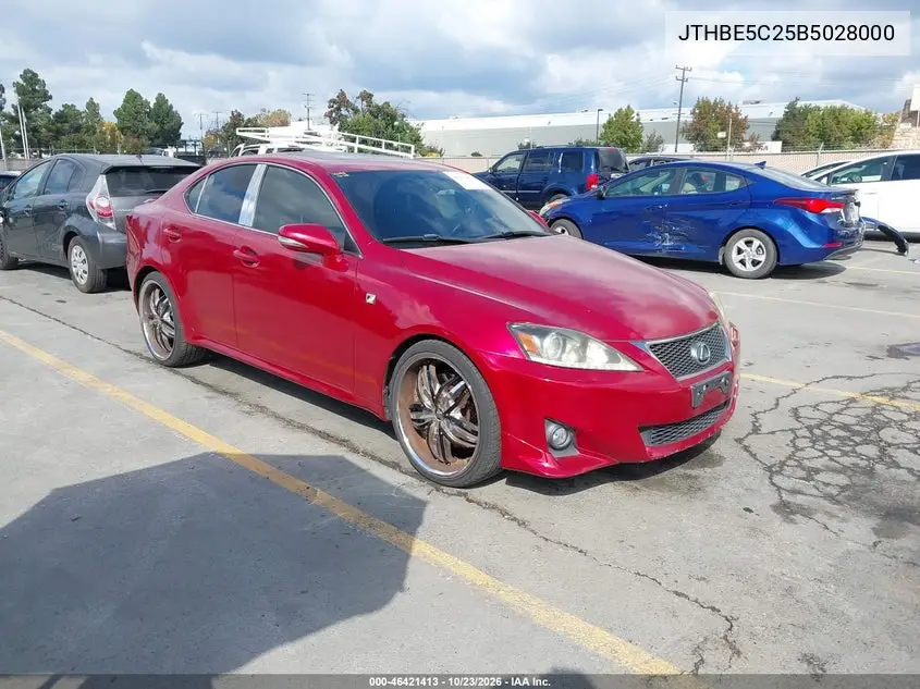 LEXUS IS 2011, VIN JTHBE5C25B5028000
