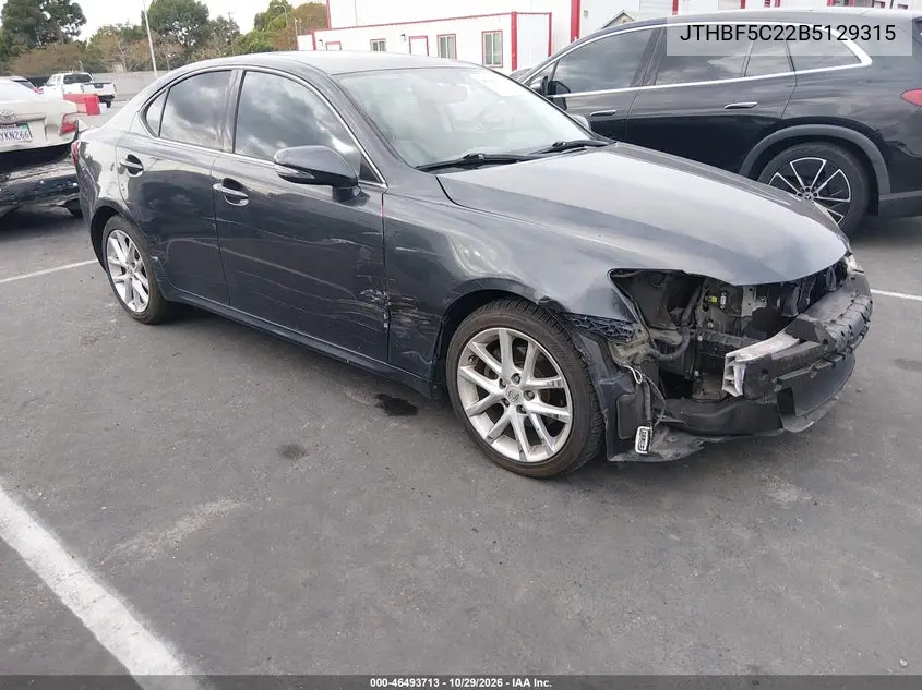 LEXUS IS 2011, VIN JTHBF5C22B5129315