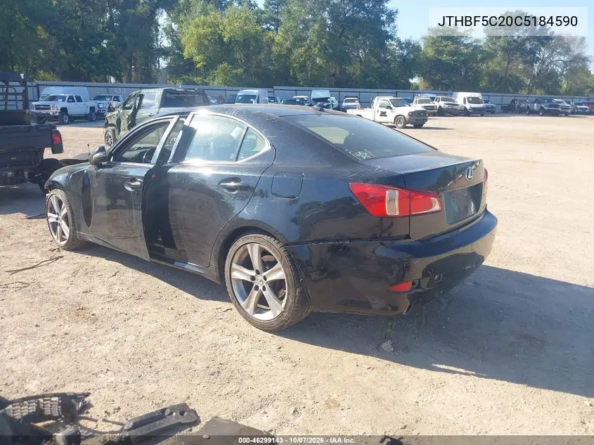 2012 LEXUS IS VIN JTHBF5C20C5184590 — фото 3