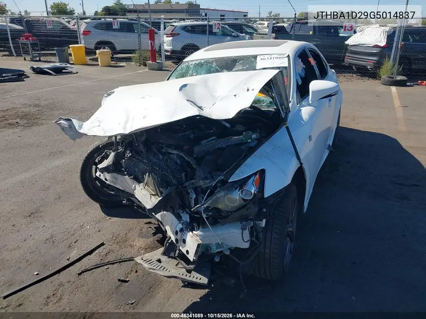 2016 LEXUS IS VIN JTHBA1D29G5014837 — фото 2