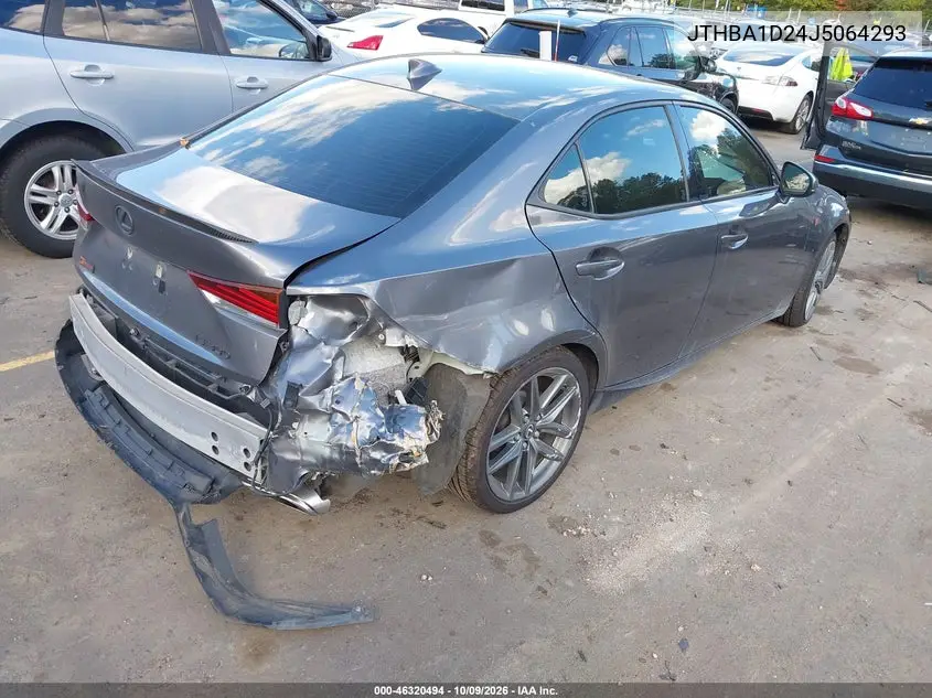 2018 LEXUS IS VIN JTHBA1D24J5064293 — фото 4