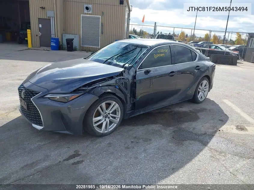 2021 LEXUS IS VIN JTHC81F26M5043494 — фото 2