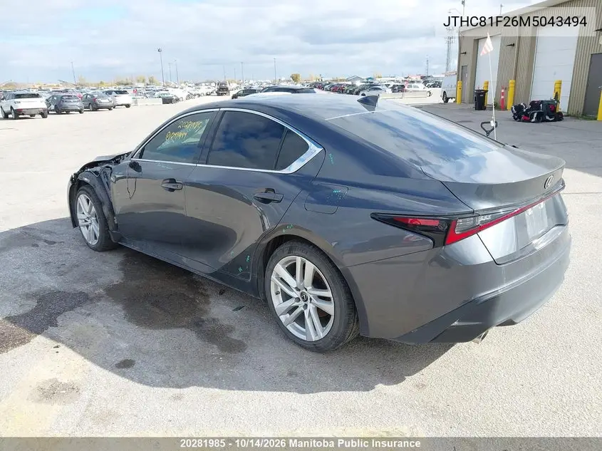 2021 LEXUS IS VIN JTHC81F26M5043494 — фото 3