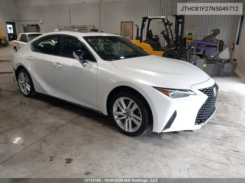 LEXUS IS 2022, VIN JTHC81F27N5049712