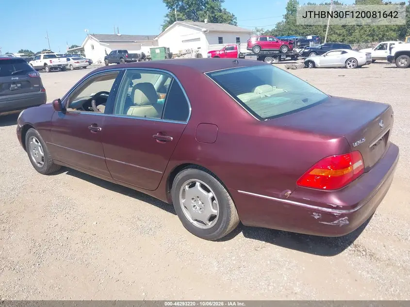 2002 LEXUS LS VIN JTHBN30F120081642 — фото 3