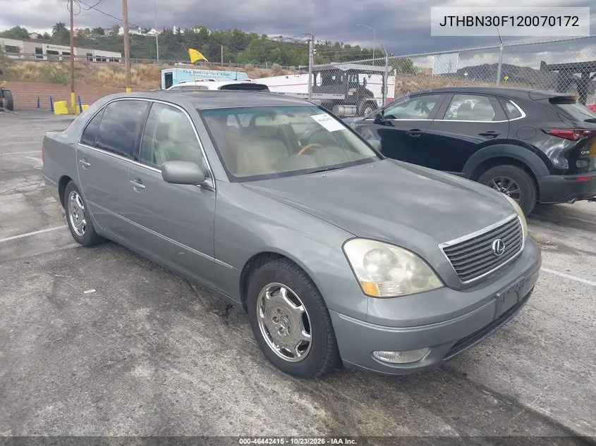 LEXUS LS 2002, VIN JTHBN30F120070172