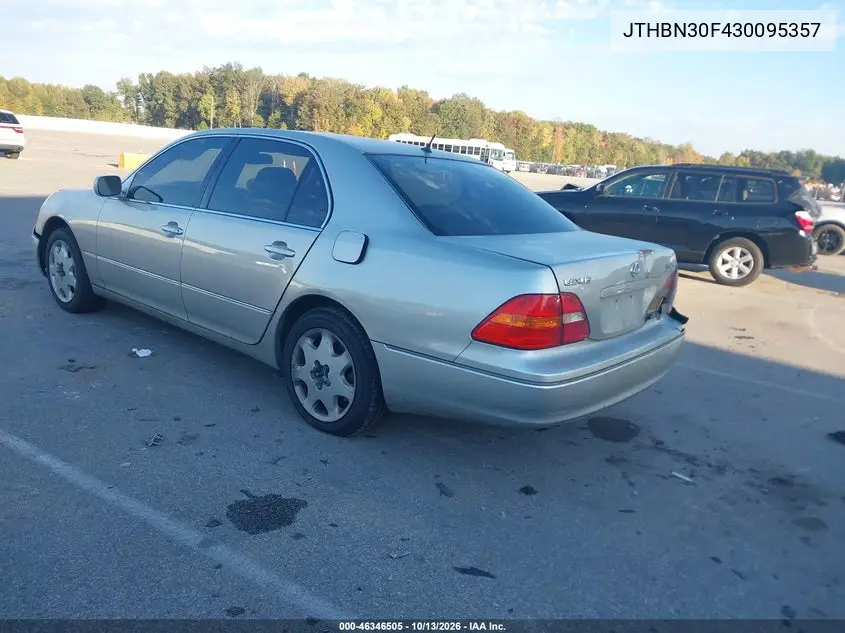 2003 LEXUS LS VIN JTHBN30F430095357 — фото 3