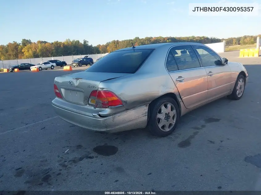 2003 LEXUS LS VIN JTHBN30F430095357 — фото 4
