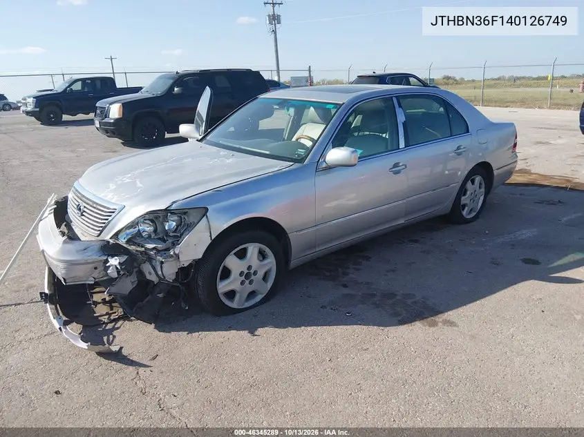 2004 LEXUS LS VIN JTHBN36F140126749 — фото 2