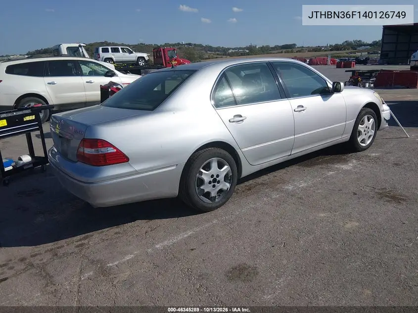 2004 LEXUS LS VIN JTHBN36F140126749 — фото 4