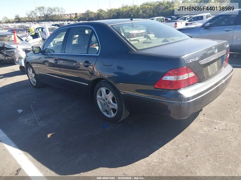 2004 LEXUS LS VIN JTHBN36F440138989 — фото 3