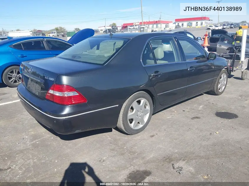 2004 LEXUS LS VIN JTHBN36F440138989 — фото 4