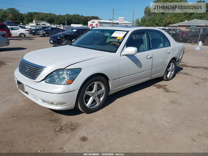 2005 LEXUS LS VIN JTHBN36F155002601 — фото 2