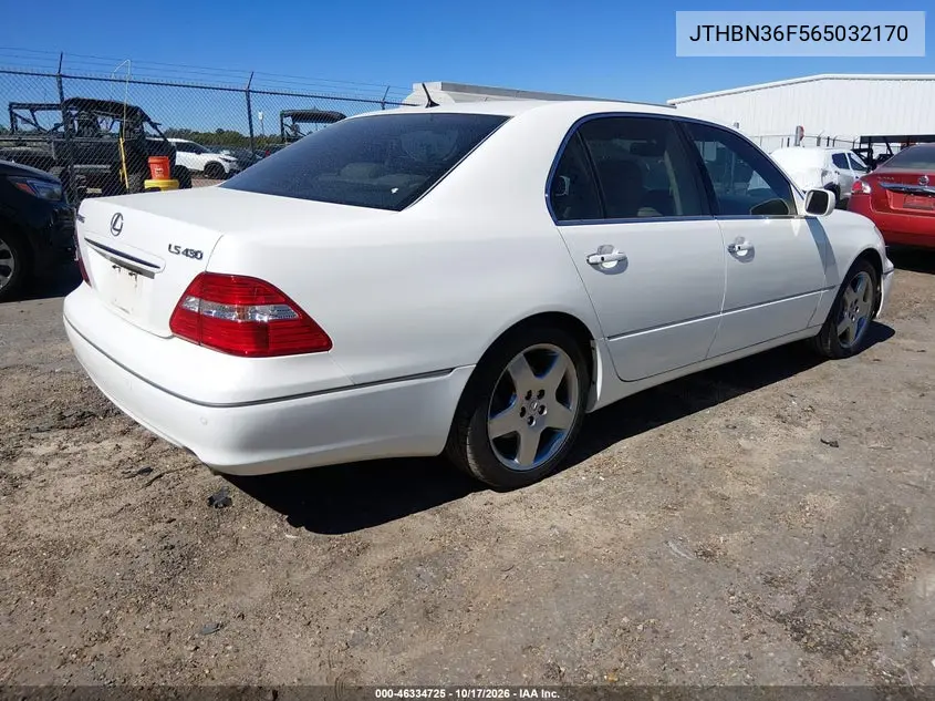 2006 LEXUS LS VIN JTHBN36F565032170 — фото 4