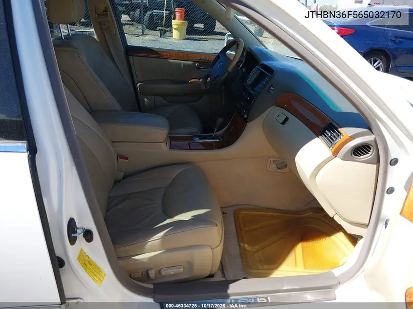 2006 LEXUS LS VIN JTHBN36F565032170 — фото 5