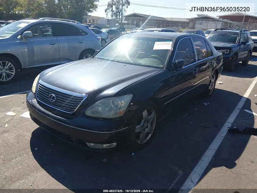 2006 LEXUS LS VIN JTHBN36F965035220 — фото 2